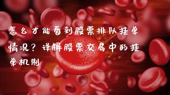 怎么才能看到股票排队挂单情况？详解股票交易中的挂单机制_https://cj002.lansai.wang_保险问答_第1张