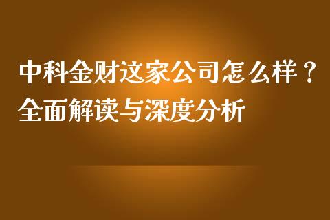 中科金财这家公司怎么样？全面解读与深度分析_https://cj002.lansai.wang_理财问答_第1张