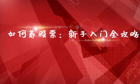 如何养股票：新手入门全攻略_https://cj002.lansai.wang_理财问答_第1张