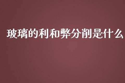 玻璃的利和弊分削是什么_https://cj002.lansai.wang_财经问答_第1张