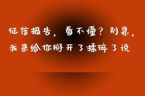 征信报告，看不懂？别急，我来给你掰开了揉碎了说_https://cj002.lansai.wang_金融问答_第1张