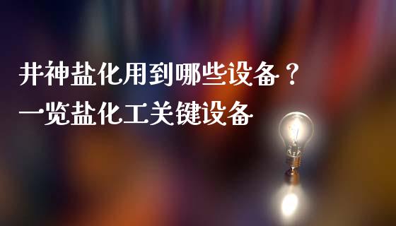 井神盐化用到哪些设备？ 一览盐化工关键设备_https://cj002.lansai.wang_会计问答_第1张