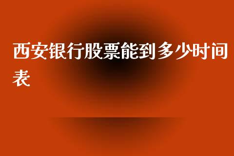 西安银行股票能到多少时间表_https://cj002.lansai.wang_股市问答_第1张