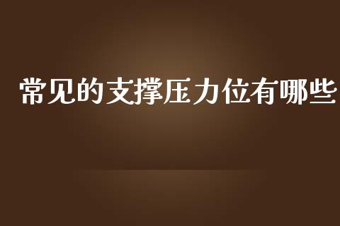 常见的支撑压力位有哪些_https://cj002.lansai.wang_财经问答_第1张