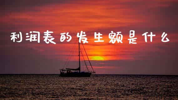利润表的发生额是什么_https://cj002.lansai.wang_会计问答_第1张