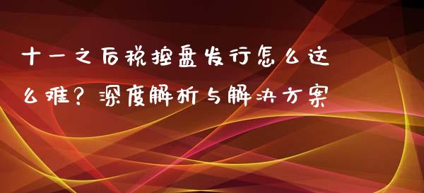 十一之后税控盘发行怎么这么难？深度解析与解决方案_https://cj002.lansai.wang_会计问答_第1张