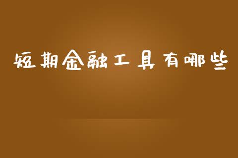 短期金融工具有哪些_https://cj002.lansai.wang_财经问答_第1张