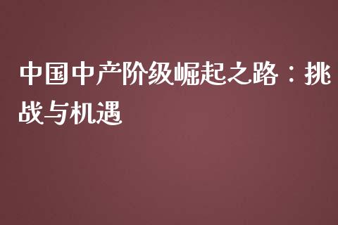 中国中产阶级崛起之路：挑战与机遇_https://cj002.lansai.wang_金融问答_第1张