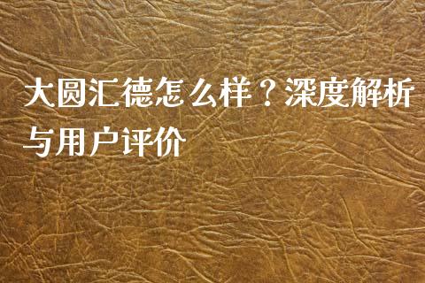 大圆汇德怎么样?深度解析与用户评价_金融问答_第1张_财经百问网 大圆汇德怎么样?深度解析与用户评价_https://cj002.lansai.wang_金融问答_第1张