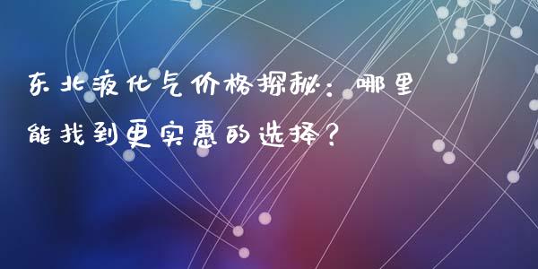 东北液化气价格探秘：哪里能找到更实惠的选择？_https://cj002.lansai.wang_保险问答_第1张