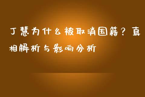 丁慧为什么被取消国籍？真相解析与影响分析_https://cj002.lansai.wang_财经问答_第1张