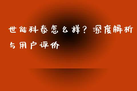 世能科泰怎么样？深度解析与用户评价_https://cj002.lansai.wang_保险问答_第1张
