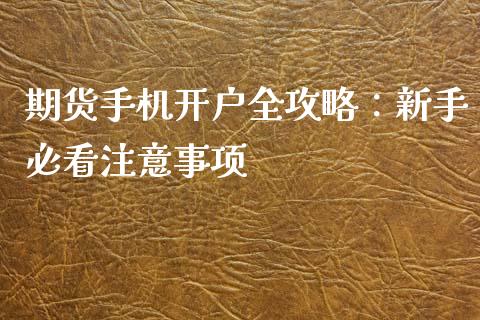 期货手机开户全攻略：新手必看注意事项_https://cj002.lansai.wang_保险问答_第1张