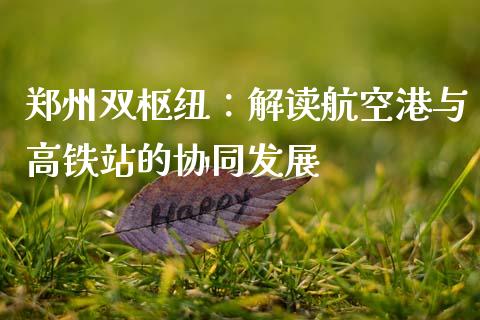 郑州双枢纽：解读航空港与高铁站的协同发展_https://cj002.lansai.wang_保险问答_第1张