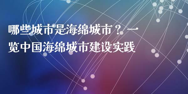 哪些城市是海绵城市？ 一览中国海绵城市建设实践_https://cj002.lansai.wang_股市问答_第1张