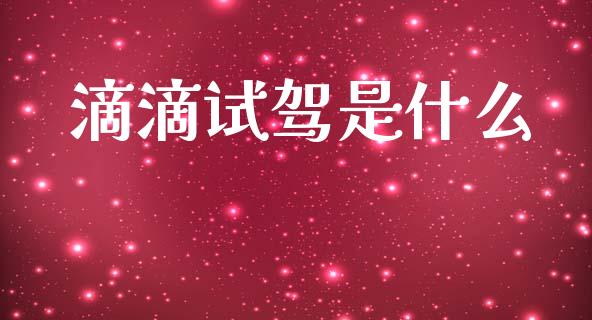 滴滴试驾是什么_https://cj002.lansai.wang_金融问答_第1张