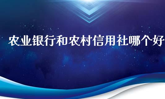 农业银行和农村信用社哪个好_https://cj002.lansai.wang_股市问答_第1张