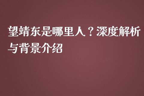 望靖东是哪里人？深度解析与背景介绍_https://cj002.lansai.wang_理财问答_第1张
