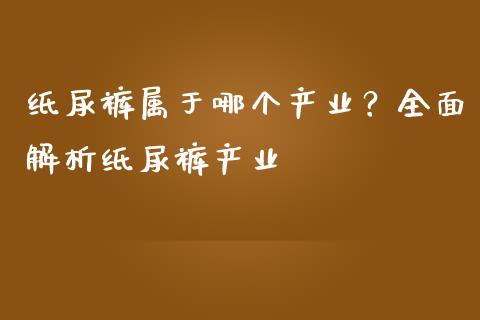 纸尿裤属于哪个产业？全面解析纸尿裤产业_https://cj002.lansai.wang_股市问答_第1张
