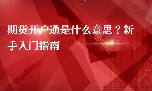 期货开户通是什么意思？新手入门指南_https://cj002.lansai.wang_期货问答_第1张