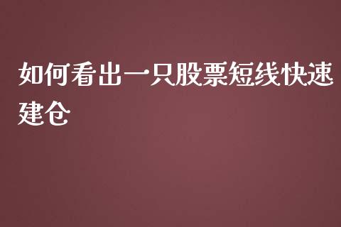 如何看出一只股票短线快速建仓_https://cj002.lansai.wang_金融问答_第1张