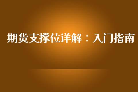 期货支撑位详解：入门指南_https://cj002.lansai.wang_财经问答_第1张