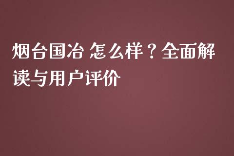 烟台国冶 怎么样？全面解读与用户评价_https://cj002.lansai.wang_会计问答_第1张