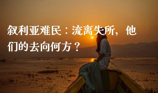 叙利亚难民：流离失所，他们的去向何方？_https://cj002.lansai.wang_理财问答_第1张