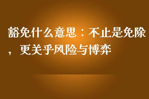 豁免什么意思：不止是免除，更关乎风险与博弈_https://cj002.lansai.wang_期货问答_第1张