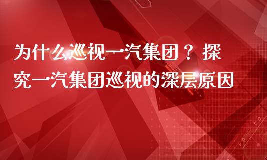 为什么巡视一汽集团？ 探究一汽集团巡视的深层原因_https://cj002.lansai.wang_财经问答_第1张