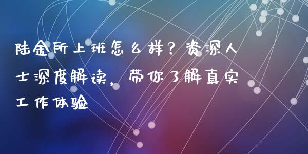 陆金所上班怎么样？资深人士深度解读，带你了解真实工作体验_https://cj002.lansai.wang_理财问答_第1张
