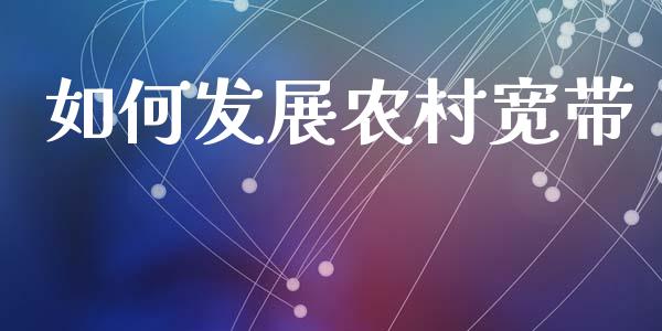 如何发展农村宽带_https://cj002.lansai.wang_财经问答_第1张