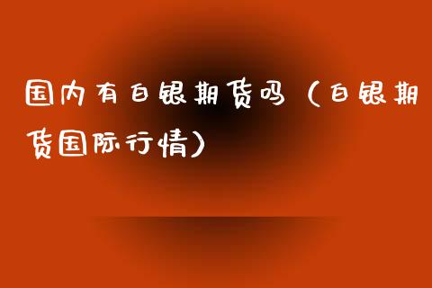 国内有白银期货吗（白银期货国际行情）_https://cj002.lansai.wang_保险问答_第1张