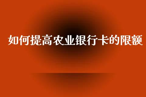 如何提高农业银行卡的限额_https://cj002.lansai.wang_财经百问_第1张