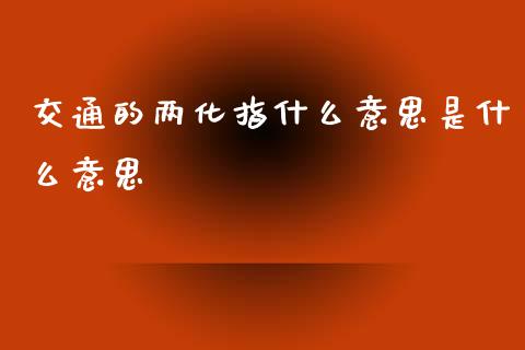 交通的两化指什么意思是什么意思_https://cj002.lansai.wang_理财问答_第1张