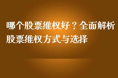 哪个股票维权好？全面解析股票维权方式与选择_https://cj002.lansai.wang_会计问答_第1张
