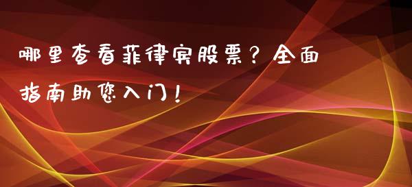 哪里查看菲律宾股票？全面指南助您入门！_https://cj002.lansai.wang_期货问答_第1张