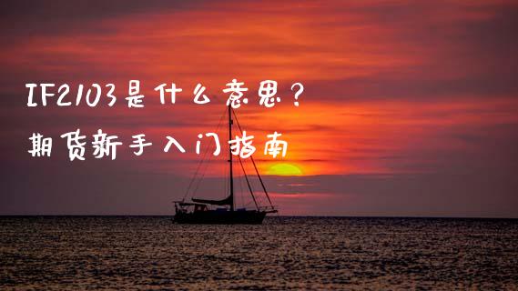 IF2103是什么意思？期货新手入门指南_https://cj002.lansai.wang_理财问答_第1张