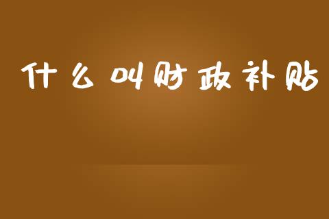 什么叫财政补贴_https://cj002.lansai.wang_会计问答_第1张
