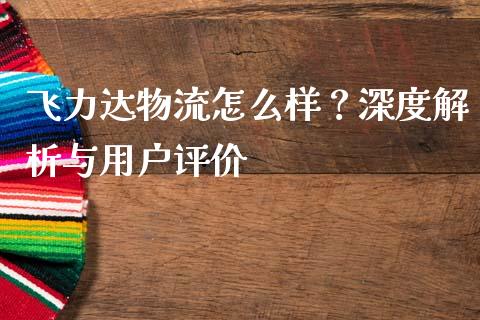 飞力达物流怎么样？深度解析与用户评价_https://cj002.lansai.wang_期货问答_第1张
