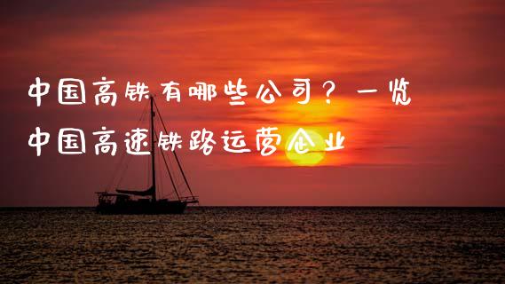 中国高铁有哪些公司？一览中国高速铁路运营企业_https://cj002.lansai.wang_保险问答_第1张