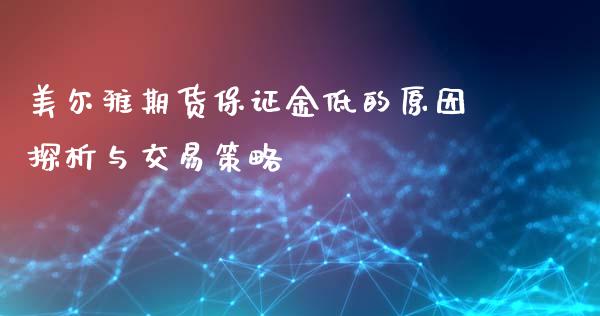 美尔雅期货保证金低的原因探析与交易策略_https://cj002.lansai.wang_期货问答_第1张