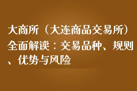 大商所（大连商品交易所）全面解读：交易品种、规则、优势与风险_https://cj002.lansai.wang_期货问答_第1张