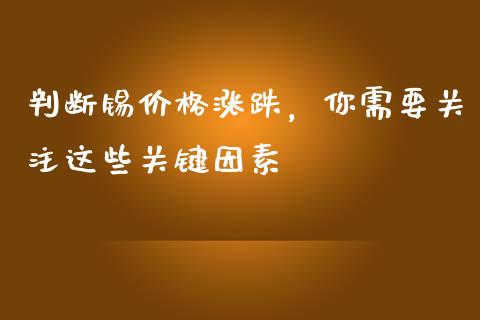判断锡价格涨跌，你需要关注这些关键因素_https://cj002.lansai.wang_财经问答_第1张