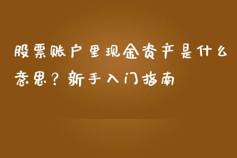 股票账户里现金资产是什么意思？新手入门指南_https://cj002.lansai.wang_财经百问_第1张