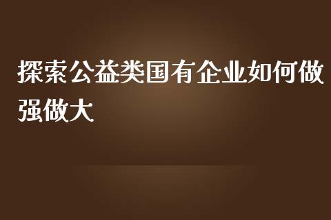 探索公益类国有企业如何做强做大_https://cj002.lansai.wang_财经百问_第1张