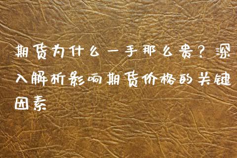 期货为什么一手那么贵？深入解析影响期货价格的关键因素_https://cj002.lansai.wang_财经百问_第1张