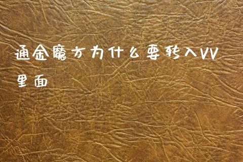 通金魔方为什么要转入VV里面_https://cj002.lansai.wang_股市问答_第1张