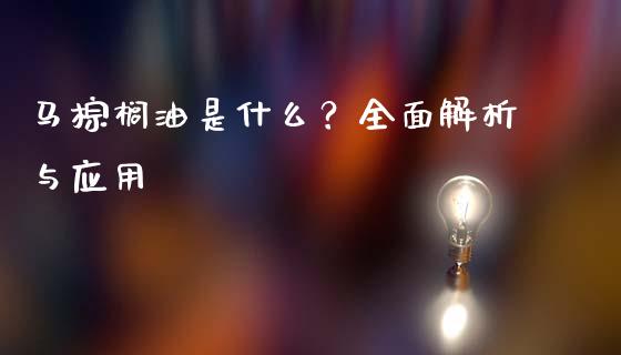 马棕榈油是什么？全面解析与应用_https://cj002.lansai.wang_股市问答_第1张