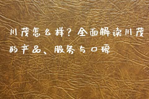 川茂怎么样？全面解读川茂的产品、服务与口碑_https://cj002.lansai.wang_股市问答_第1张